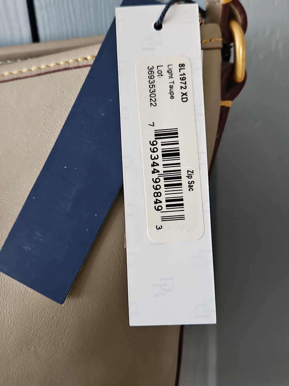 Classic Florentine Leather Dooney & Bourke Light Taupe Zip Sack Bag - Picture 2 of 10